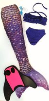 Zeemeermin staart set| Mermaid staart, Bikiniset en Monovin | Purple Glow | maat 150