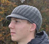 Hats&Co beanie met klep - grijs - met wol