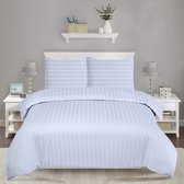 The Linen Collection - Ensemble Housse de Couette - Satin de Coton - Multi Stripe - Bleu Clair - 240x220 - 500 Fils - Édition Limited