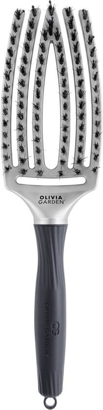 Olivia Garden Borstel Fingerbrush Iconic Boar & Nylon Silver 1Stuks