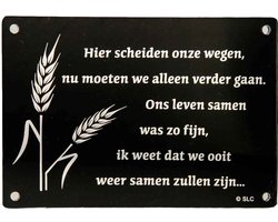 Marmer gedenksteen laatste groet Waarom - Memoriam - overleden - spiegelplaatje - voor binnen en buiten - spiegel tekst hier scheiden ...