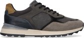 Manfield - Heren - Grijze leren sneakers met details - Maat 44