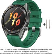 Donker Groen 22mm siliconen bandje geschikt voor bepaalde 22mm smartwatches van verschillende bekende merken (zie lijst met compatibele modellen in producttekst) - Maat: zie foto – Dark Green rubber smartwatch strap - Horlogebandje - 22 mm