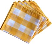 Servetten Grote ruit geel 40 x 40, set van 6 (strijkvrij)  - zomer - pasen - paasdecoratie