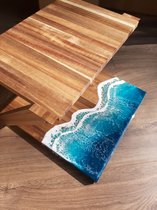 Ocean Stilj Etagere 2 couches - bois et époxy - 30 x 30 x 20 - planche à boissons