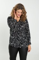 Paprika Dames Blouse in viscose met tekenprint - Outdoorblouse - Maat 50