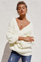 Wikkeltrui Sweater Dames - Beige - Maat XL