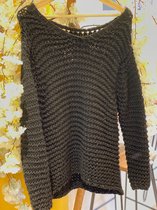 Fijngebreide Trui - Dames Sweater - Geen kraag - One size - Pasvorm maat 38-44 - Grijs