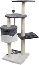 Krabpaal - Krabpaal Met Slaapplek - Krabpaal Voor kittens - Boomhut Voor Katten - klimtoren- Hoogte 111cm - Kleur Grijs