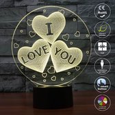 AO®️ Nachtlamp – 3D lamp – 16 Kleuren – Bureaulamp –I Love You Heart - Sfeerlamp – Nachtlampje Kinderen – Creative lamp - Met afstandsbediening