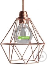LEDatHOME – Metalen lampenkap Diamond met E27 fitting - Koper