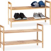 Relaxdays 2x schoenenrek stapelbaar - schoenenkast - 2 etages - rek voor schoenen - hout