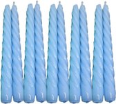 10 stuks blauw glanzend gelakte spiraal dinerkaarsen - twisted candles 230/22 (7 uur)
