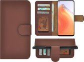 Xiaomi Mi 10T 5G Hoesje - Bookcase - Portemonnee Hoes Echt leer Wallet case Bruin
