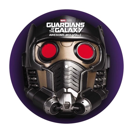 Het St-Lord-masker uit Guardians of the Galaxy, met rode ogen en gouden accenten.