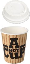 Kartonnen Koffiebeker 8oz 240ml A Hot Cup + deksels - 50 Stuks - wegwerp papieren bekers - drank bekers - milieuvriendelijk