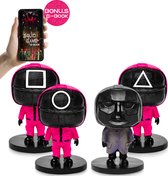 4 Squid Game Actiefiguren - Inclusief Squid Game Speluitleg Ebook - Actiefiguur - Netflix - Cosplay Knuffel - Kostuum / Costuum - Mask - Masker - Halloween - Speelgoed - 4 Stuks
