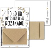 Geldkaart met mini Envelopje -> Kerst – No: 11 (HoHoHo dit is het Beste KerstKado - Goudkleurige cirkel met takjes) - LeuksteKaartjes.nl by xMar