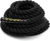 INSMA Battle Rope- 15 meter - Fitness Training Touw - Thuis trainen- zwart - （zonder Bevestigingsmateriaal）Kerst- 2021 deals