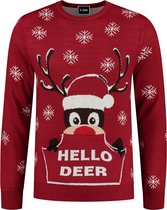 Foute Kersttrui Rudolph Hello Deer | Maat XL | Kersttrui dames | Kersttrui heren