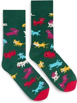 Honden Sokken - maat 42-46 groen / patroon - unisex voor dames en heren