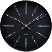 Arne Jacobsen Bankers Clock Horloge Murale Zwart - Ø 21 cm 43636