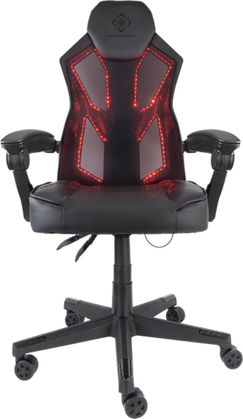 DELTACO GAMING Gaming stoel met RGB-verlichting - Zwart