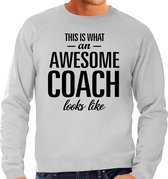 This is what an awesome coach looks like cadeau sweater grijs - heren - beroepen / cadeau trui L