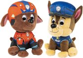 2x stuks Paw Patrol pluche karakters knuffels Chase en Zuma 15 cm - De bekende honden pups