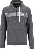 HUGO BOSS heren sweat vest (middeldik) - loungevest met capuchon - grijs melange -  Maat: S