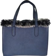 Handtas Qischa® met namaakbont blauw