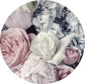 Tizato - Muurcirkel Bloemen Roze en Witte Roos – Zelfklevende wandcirkel Muursticker – Ø 146 cm