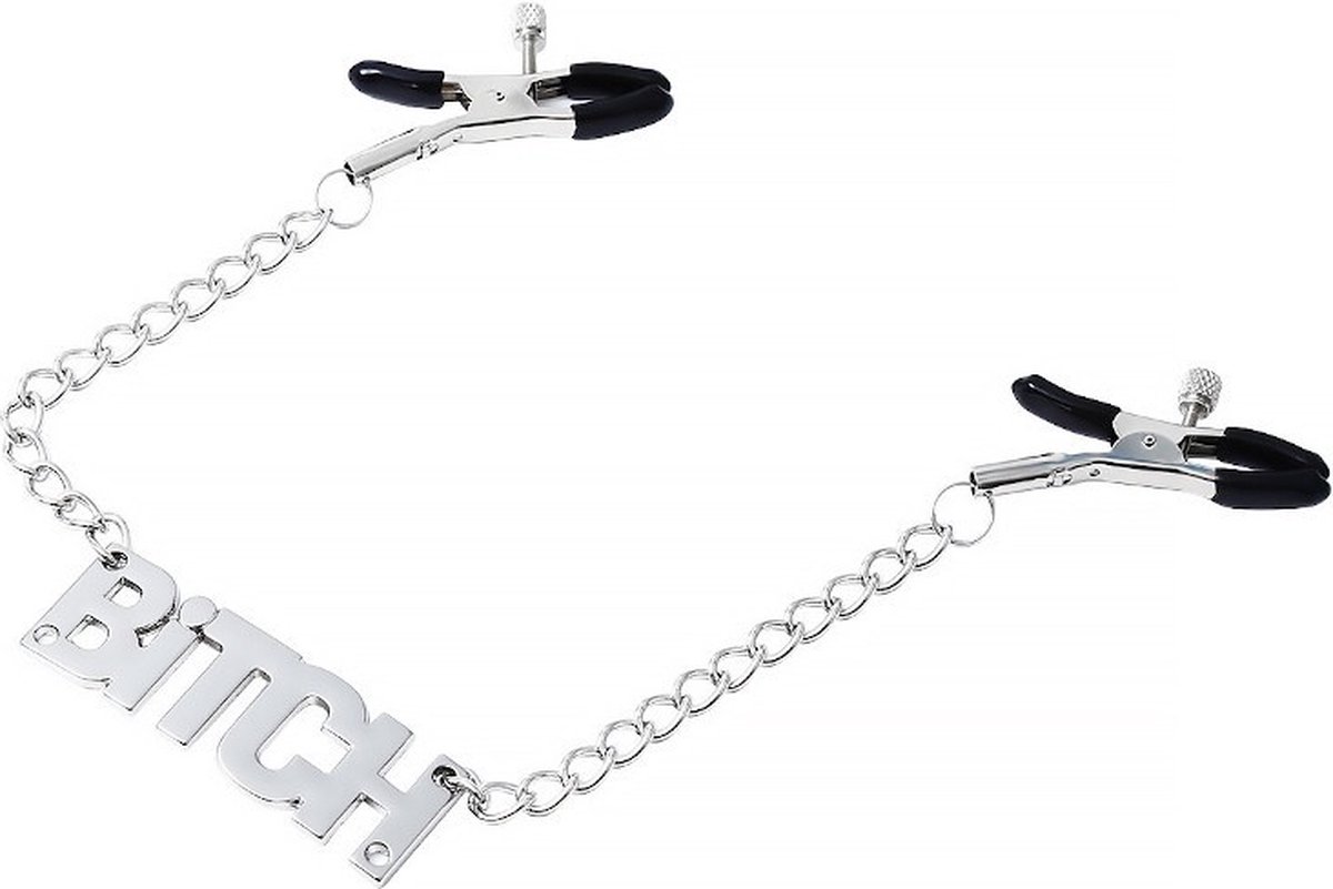Nooitmeersaai - Metalen tepelklemmen met BITCH ketting