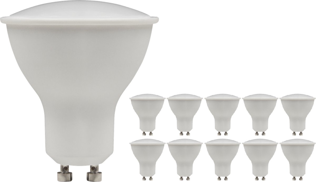 LED Lamp GU10  "PV-50" - 10 Stuks - 3000K - Warm wit - 400lm - 5W/230V - Voordeelverpakking