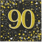 Servetten 90 jaar Zwart Goud (16 stuks)