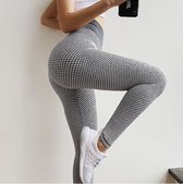 TikTok Legging - Dames - Butt lifting - TikTok broek - TikTok Yogapants - Grijs/wit - Maat Extra Large