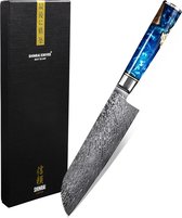 Shinrai Japan™ - Série Epoxy Sapphire - Couteau Santoku 18 cm - Couteau Santoku - Couteau de Chef - Couteaux Japonais - Couteau Damas - Livré dans un coffret cadeau de luxe