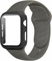Apple Watch Serie 3 / 4/ 5 /6 / SE (38mm) Siliconen Bandje & Screenprotector met Behuizing - Bruin