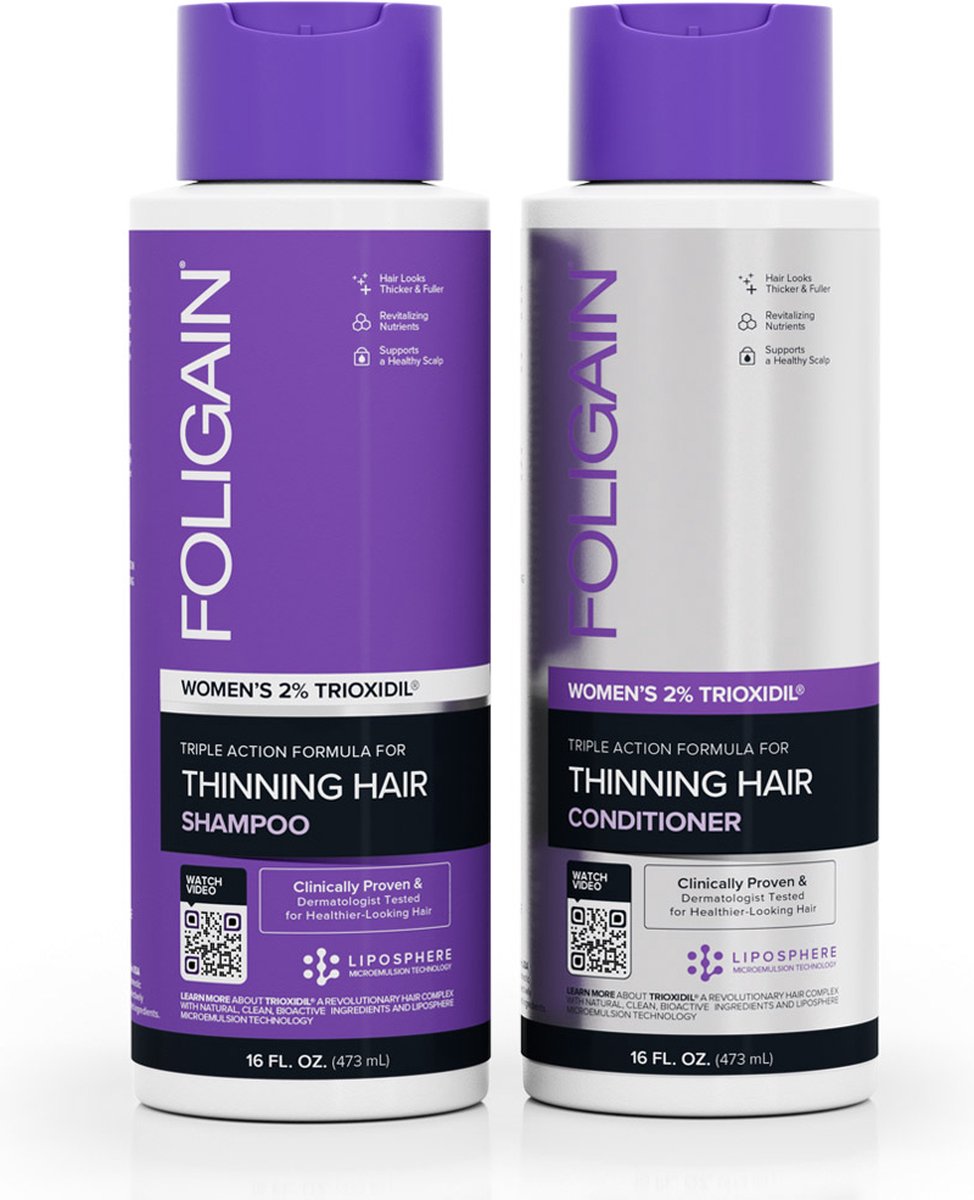 Foligain Hair Care Set Vrouw 473 ml- Haar Stimulerende Shampoo 473 ml + Haar Stimulerende Conditioner 473 ml