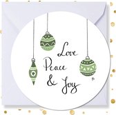 Kerstkaart rond ‘Love Peace & Joy’ - 10 stuks -met enveloppen - kerstkaarten