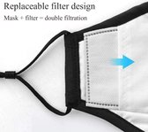 5 Stuks Mondkapjes Katoen Zwart INCLUSIEF 10 Filters -  Wasbaar mondmasker Verstelbaar- Ademend - Herbruikbaar