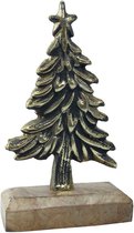 PTMD Marrey Kerstboom Beeld - 17 x 5 x 9 cm - Aluminium/hout - Messing