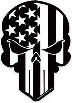 Lucky Shot USA - Punisher logo met Amerikaanse vlag - Magneetsticker 10x15cm (zwart-wit)