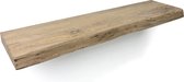 Zwevende wandplank 80 x 20 cm oud eiken boomstam - Wandplank - Wandplank hout - Fotoplank
