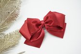 Haarstrik Satijn glitter - Bordeaux Rood 193 – Grote strik – Kerst accessoire - Haarclip - Bows and Flowers