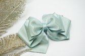 Haarstrik Satijn glitter - Blauw/Groen 308 – Grote strik – Kerst accessoire - Haarclip - Bows and Flowers