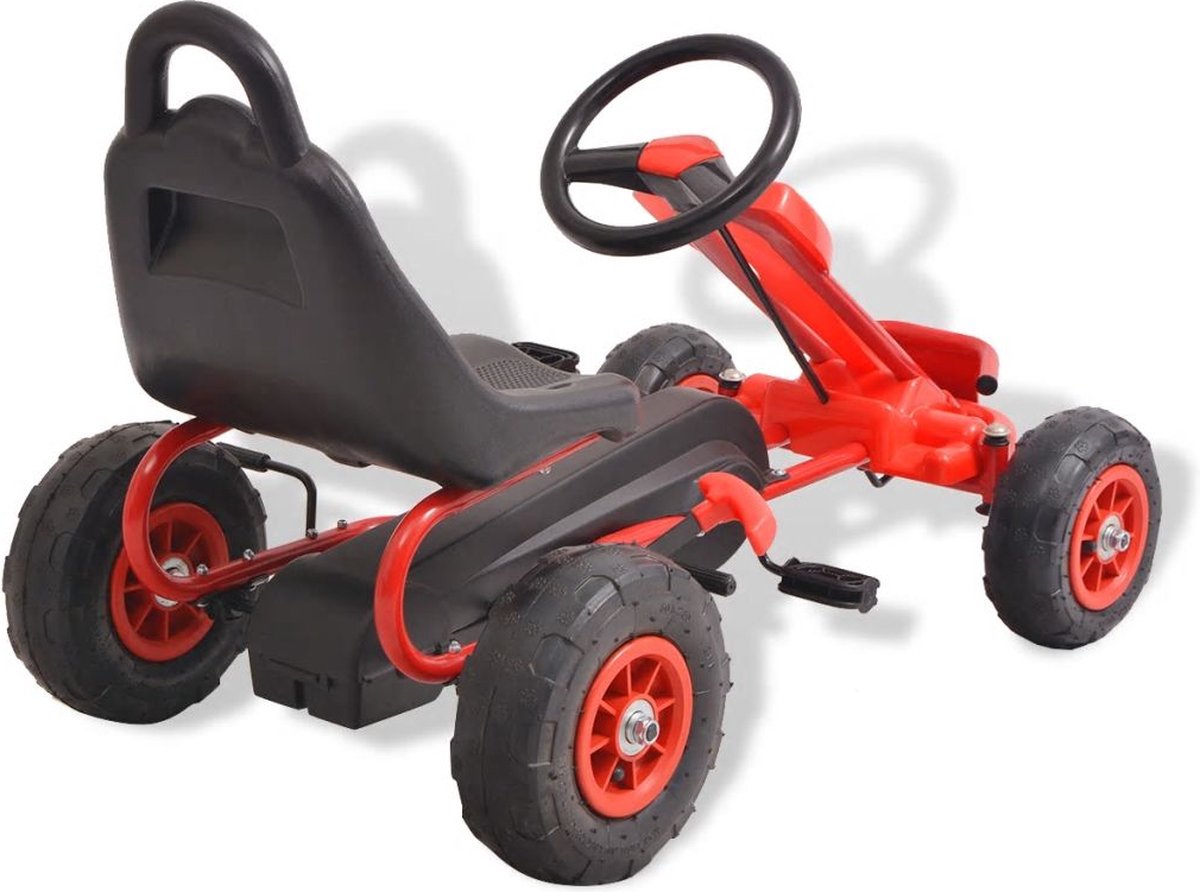 vidaXL Skelter met pedalen en pneumatische banden rood — afbeelding 9