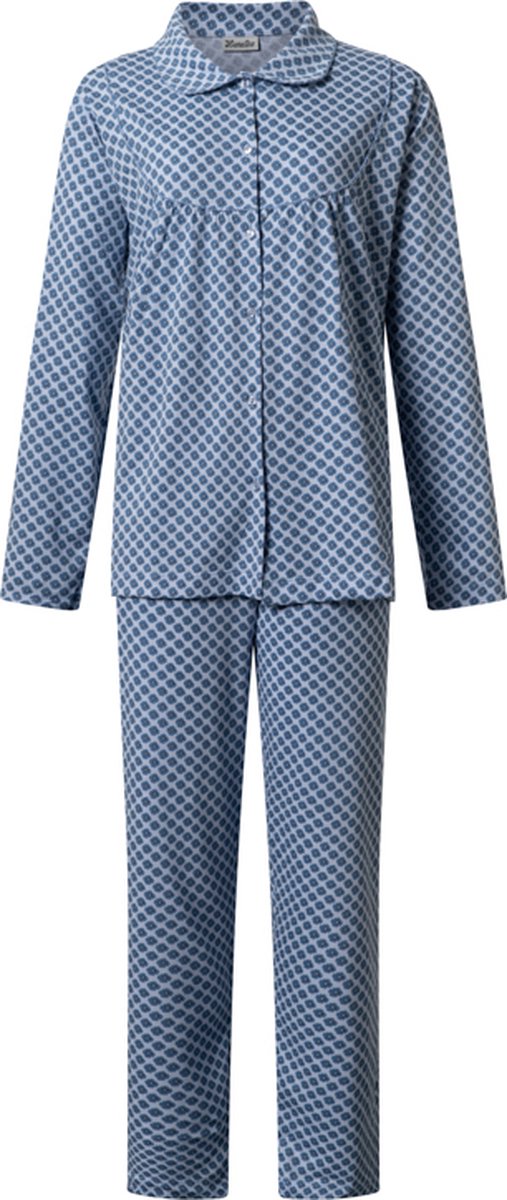 Lunatex klassieke dames pyjama 124158 met kraag - blauw