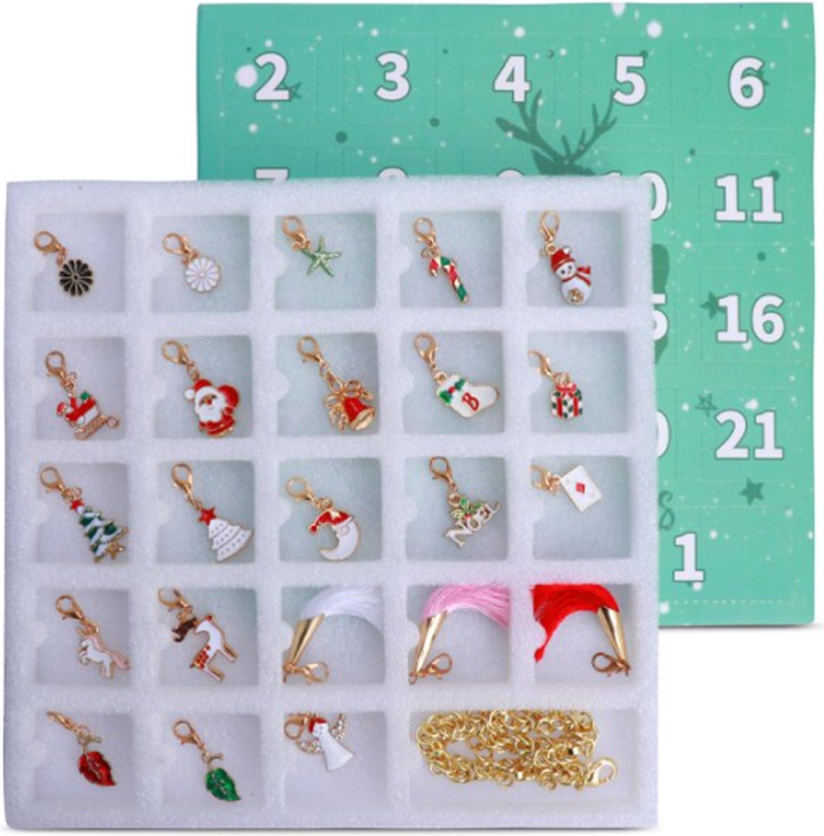 Adventskalender, armband met kerstbedels, 24 stuks | bol.com