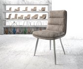Gestoffeerde-stoel Abelia-Flex 4-poot conisch roestvrij staal taupe vintage